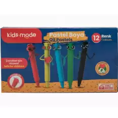Kidsmode Yağlı Pastel Boya Yuvarlak 12 Renk