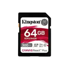 Kingston Sdr2-64Gb Canvas React Plus Sdxc Uhs-Iı 300R-260W U3 V90 For Full Hd-4K-8K Hafıza Kartı