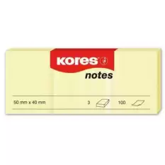 Kores Yapışkanlı Not Kağıdı Sarı 50X40 Mm 100 Syf - 12li Paket