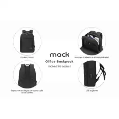 Mack Mcc-006 15.6 Office Usb Girişli Notebook Sırt Çantası