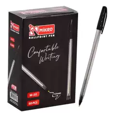 Mikro Tükenmez Kalem Siyah M-20 - 50li Paket