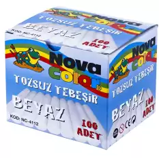 Nova Color Tebeşir Tozsuz 100 Lü Beyaz Nc-4112