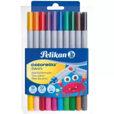 Pelikan Keçeli Kalem Colorella 2 Li Uç 20 Renk 10 Lu 949 511