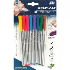 Pensan Tükenmez Kalem Triball 1.0 Mm Bilye Uç 8 Li Renkli