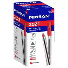 Pensan Tükenmez Kalem Üçgen Gövdeli Şeffaf Kırmızı 50 Li 2021 - 50li Paket