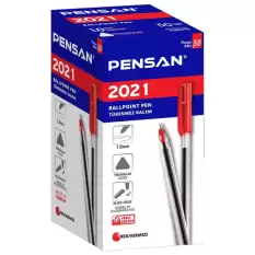 Pensan Tükenmez Kalem Üçgen Gövdeli Şeffaf Kırmızı 50 Li 2021 - 50li Paket