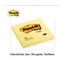Post-İt Yapışkanlı Not Kağıdı 100 Yp 76X76 Sarı 654 - 12li Paket