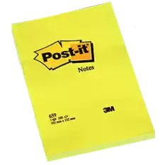 Post-İt Yapışkanlı Not Kağıdı Büyük Boy Çizgisiz 100 Yp 102X152 Sarı 659 - 6lı Paket