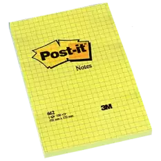 Post-İt Yapışkanlı Not Kağıdı Büyük Boy Kareli 100 Yp 102X152 Sarı 662 - 6lı Paket