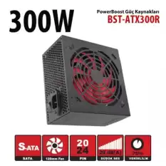 Powerboost Bst-Atx300R 300W, Ppfc 12Cm Kırmızı Fanlı Atx Psu (Retail Box)