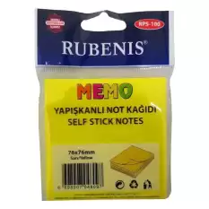 Rubenis Yapışkanlı Not Kağıdı 76X76 Mm 50 Şeffaf Sarı 50 Yp Rps-151 - 24lü Paket