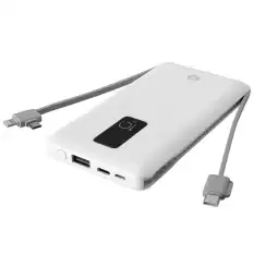 S-Link Ip-T100C 10000Mah Lightning+Micro+Type C Kablolu Powerbank Beyaz Lcdli