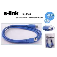 S-Link Sl-3040 1.5Mt Usb 3.0 Mavi Yazıcı Kablosu