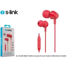 S-Link Sl-Ku160 Mobil Telefon Uyumlu Kırmızı Kulak İçi Mikrofonlu Kulaklık