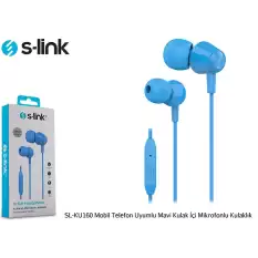 S-Link Sl-Ku160 Mobil Telefon Uyumlu Mavi Kulak İçi Mikrofonlu Kulaklık