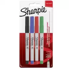 Sharpie Markör Permanent Ultra Fine Süper İnce Uç 4 Lü Renk Blisterli 1985879