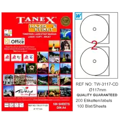 Tanex Cd Etiketi Laser-Copy-Inkjet 100 Yp 117 Mm Tw-3117