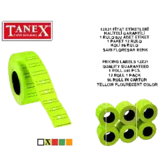 Tanex Fiyat Etiketi Çizgili 12X21 Fosforlu Sarı - 6lı Paket