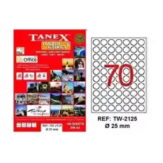 Tanex Laser Etiket 100 Yp 0.25 Mm Laser-Copy-Inkjet Yuvarlak Tw-2125