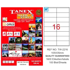 Tanex Laser Etiket 100 Yp 105X35 Laser-Copy-Inkjet Tw-2216