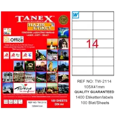 Tanex Laser Etiket 100 Yp 105X41 Laser-Copy-Inkjet Tw-2114