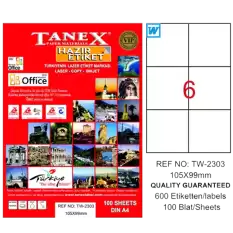Tanex Laser Etiket 100 Yp 105X99 Laser-Copy-Inkjet Tw-2303