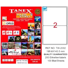 Tanex Laser Etiket 100 Yp 199.6X143.5 Laser-Copy-Inkjet Tw-2002