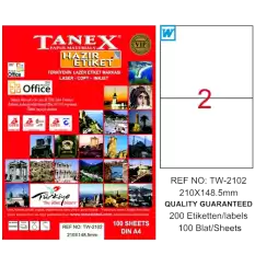 Tanex Laser Etiket 100 Yp 210X148.5 Laser-Copy-Inkjet Tw-2102