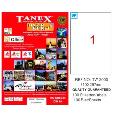 Tanex Laser Etiket 100 Yp 210X297 Laser-Copy-Inkjet Tw-2000