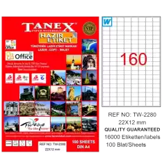 Tanex Laser Etiket 100 Yp 22X12 Mm Laser-Copy-Inkjet Tw-2280