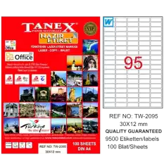 Tanex Laser Etiket 100 Yp 30X12 Laser-Copy-Inkjet Tw-2095