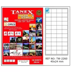 Tanex Laser Etiket 100 Yp 40X24 Mm Laser-Copy-Inkjet Tw-2260