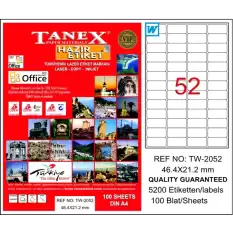 Tanex Laser Etiket 100 Yp 46.4X21.2 Laser-Copy-Inkjet Tw-2052