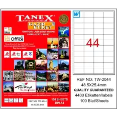 Tanex Laser Etiket 100 Yp 48X25 Mm Laser-Copy-Inkjet Tw-2044