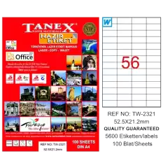 Tanex Laser Etiket 100 Yp 52X21 Mm Laser-Copy-Inkjet Tw-2321