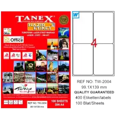 Tanex Laser Etiket 100 Yp 99.1X139 Laser-Copy-Inkjet Tw-2004