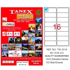 Tanex Laser Etiket 100 Yp 99.1X34 Laser-Copy-Inkjet Tw-2016