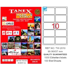 Tanex Laser Etiket 100 Yp 99.1X57 Laser-Copy-Inkjet Tw-2010