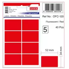 Tanex Ofis Etiketi Flo Kırmızı 5 Ad. Ofc-120 - 10lu Paket