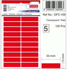 Tanex Ofis Etiketi Fosforlu Kırmızı Ofc-109 - 10lu Paket