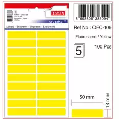 Tanex Ofis Etiketi Fosforlu Sarı Ofc-109 - 10lu Paket