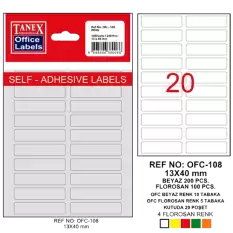 Tanex Ofis Etiketi Poşetli 13X40 Mm Beyaz Ofc-108 - 10lu Paket