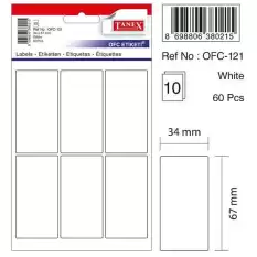 Tanex Ofis Etiketi Poşetli 34X67 Mm Beyaz Ofc-121 - 10lu Paket