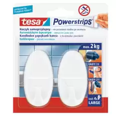 Tesa Askı İz Bırakmadan Sökülebilir Büyük Oval Beyaz Powerstrips 58013