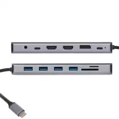 Vcom Cu4706 Type-C To Hdmı-2+Dp+Usb3.0-3+Type C+Usb2.0+Rj45+Sd2.0+Tf2.0+Pd+Dc 3.5Mm 13 İn 1 Çevirici