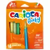 Carioca Jumbo Bebek Üçgen Kuru Boya Kalemi 10 Lu 2+Yaş 42819