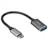 Hytech Hy-Xo22 Gümüş Usb F To Type C M 10Cm Kablolu Metal Gövdeli Otg Çevirici