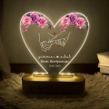 Çiçek Temalı Çiftler İçin Led Lamba, Kişiye Özel Gece Lambası, Özel Hediye Led Lamba