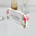 Kişiye Özel Çiçekli Masa Isimliği, Çiçek Desenli Hediye Ofis Dekoratif Masa Üstü Isimlik