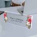 Kişiye Özel Çiçekli Masa Isimliği, Çiçek Desenli Hediye Ofis Dekoratif Masa Üstü Isimlik